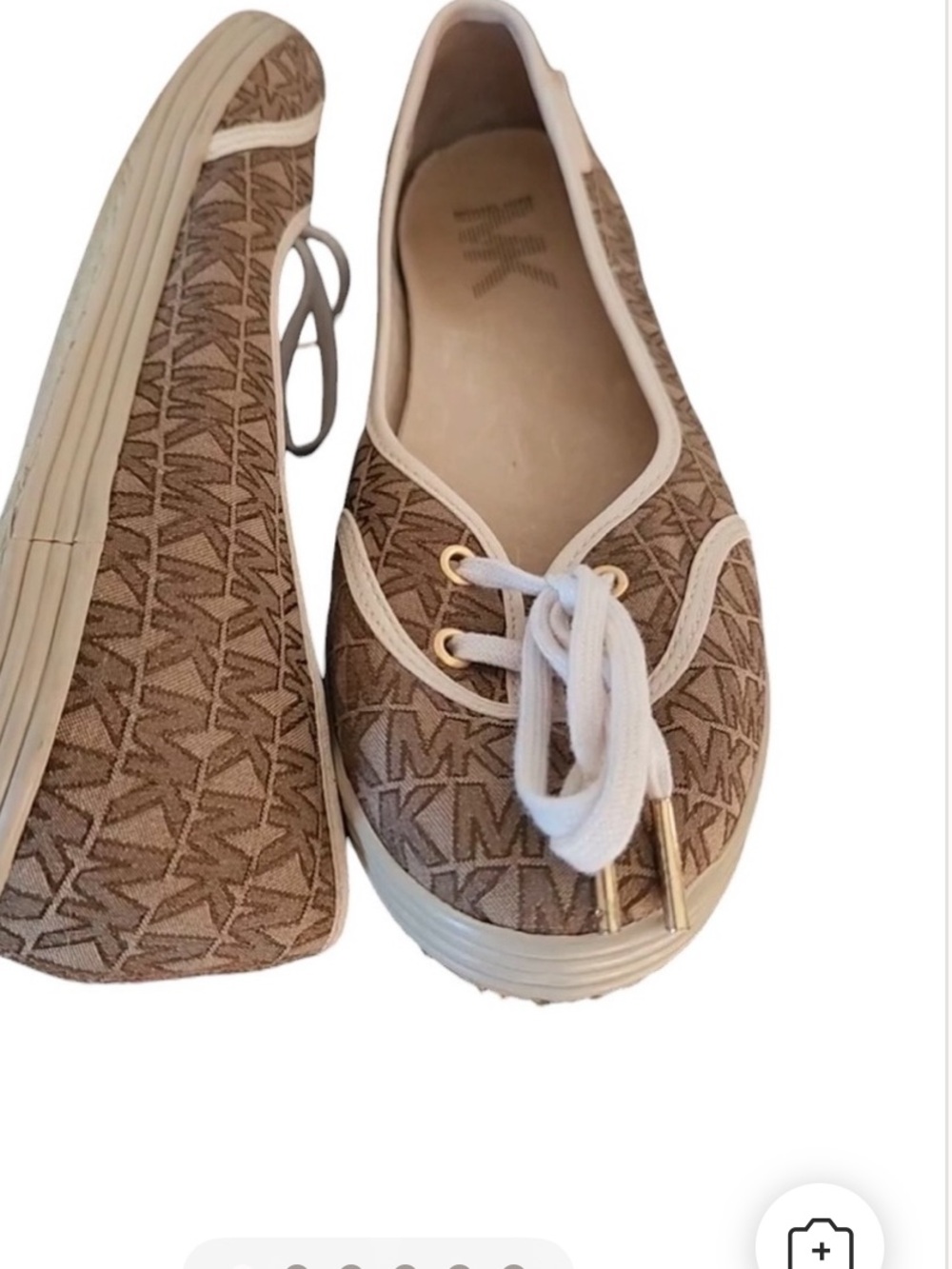 Michael Kors Tan Logo Canvas Lace-Up Flats - Picture 7 of 7